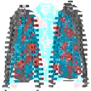 L.K. Bennett Sonya Blue Floral Viscose Silk Blouse